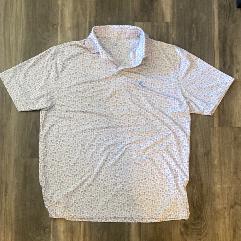 Rhoback Men's Casual Button Down Shirt - White and Red Pattern